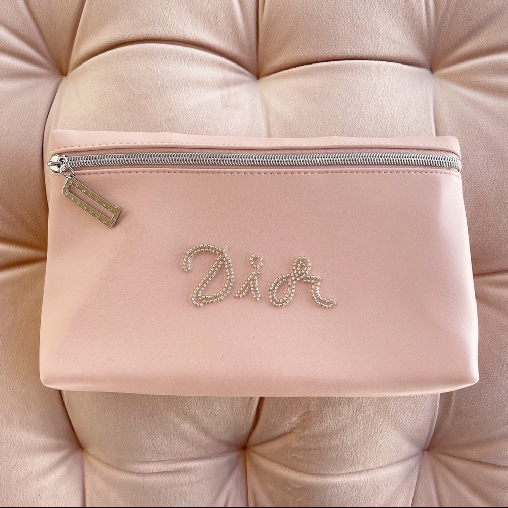 SALE π Dior D Logo Embellished Long Clutch/Makeup Bag - Picture 1 of 8